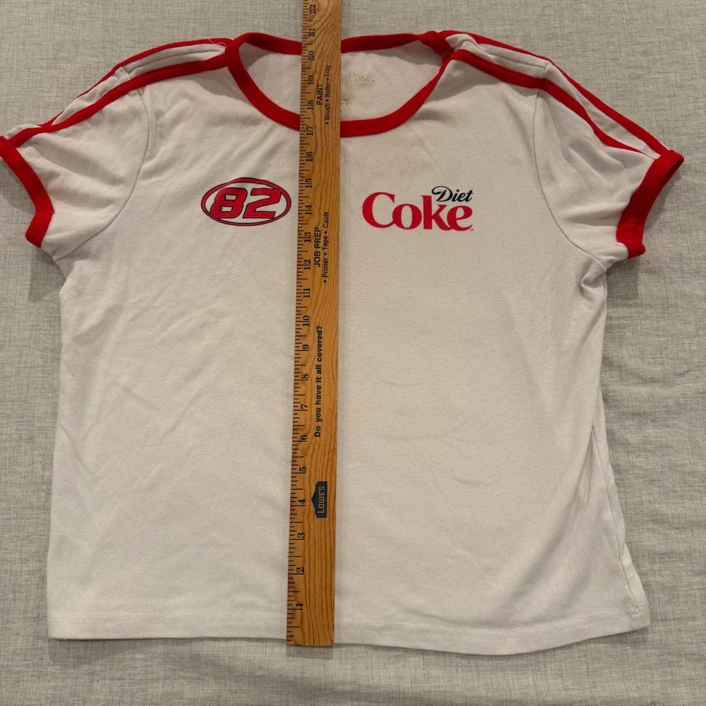 Diet Coke Racing Ringer T-Shirt Womens XL White Red 82 Graphic Short Sleeve Tee